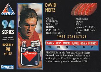 1994 Dynamic AFLPA #98 David Neitz Back